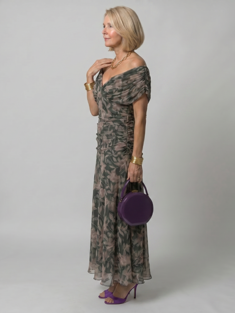 Zenobia | Off Shoulder Midi Dress