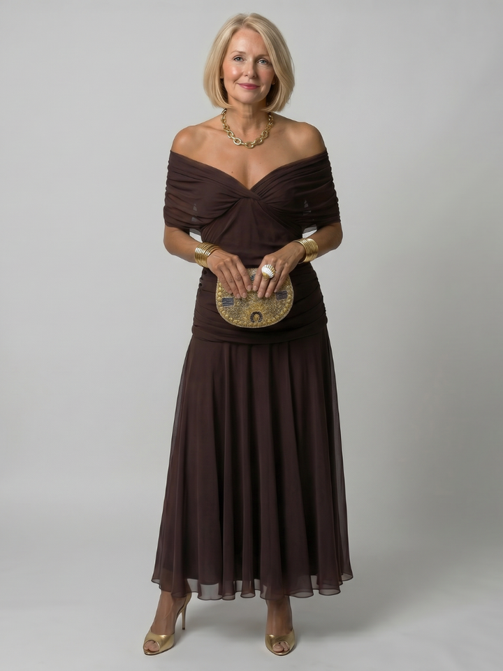 Zenobia | Off Shoulder Midi Dress