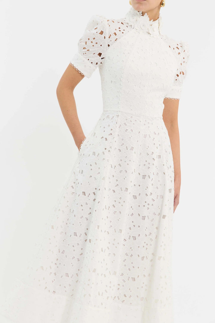 Verena | Pretty Broderie Midi Dress